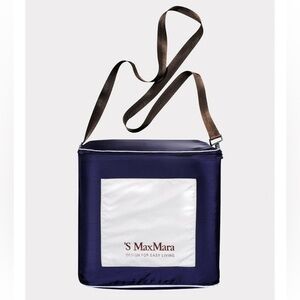 Max Mara The Cube Mini Bag Pouch CUBINO Crossbody Detachable Strap Navy Silver